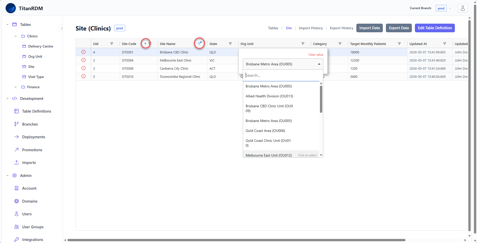 Data grid features