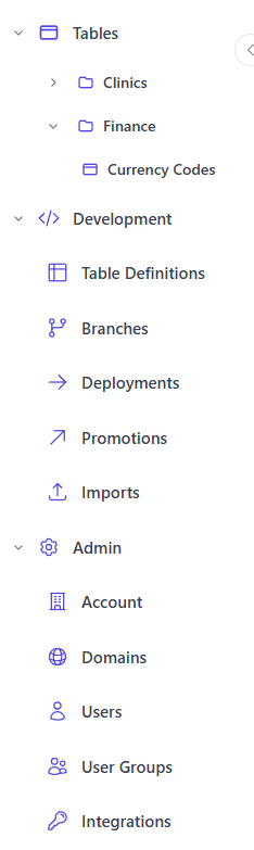 Sidebar navigation