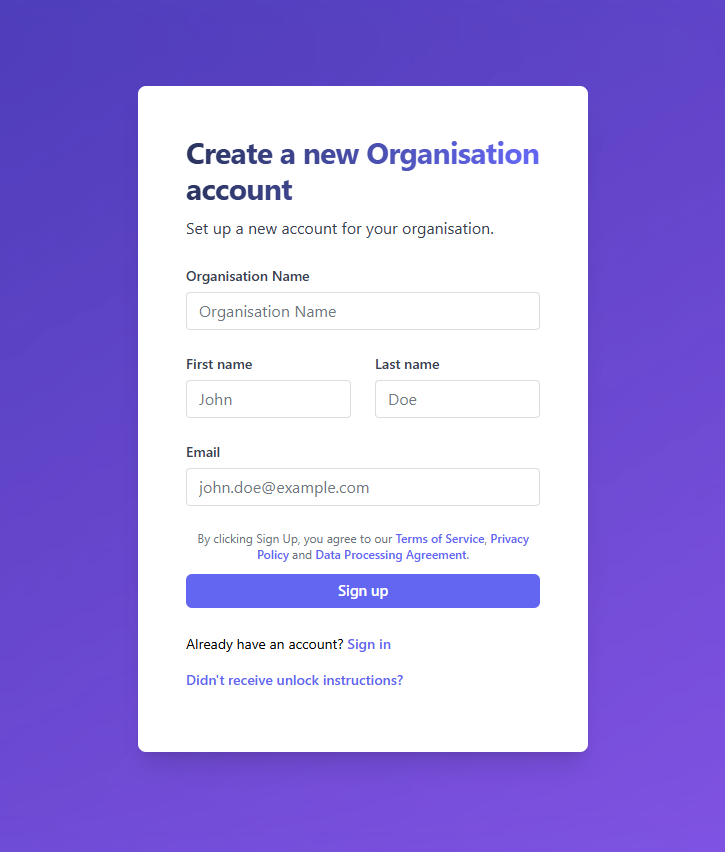 Sign-up form