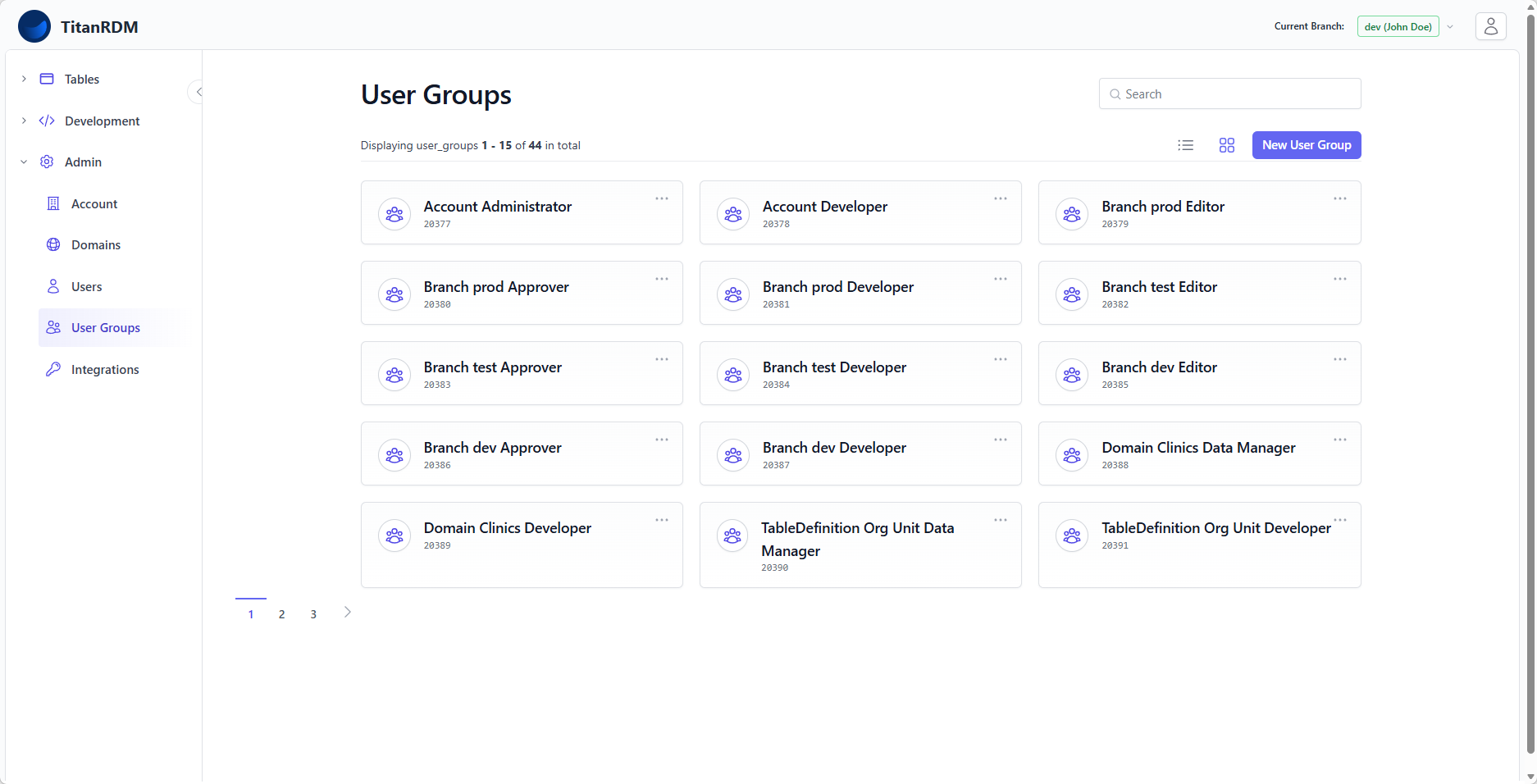 User groups on account page